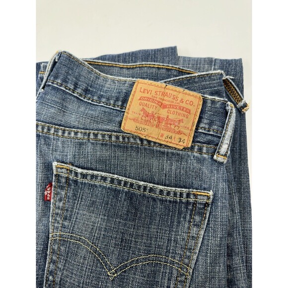 Vintage Levis 505 Jeans Mens 34x32‎ Blue  Denim Pants  indigo denim  Y2K - Picture 12 of 15